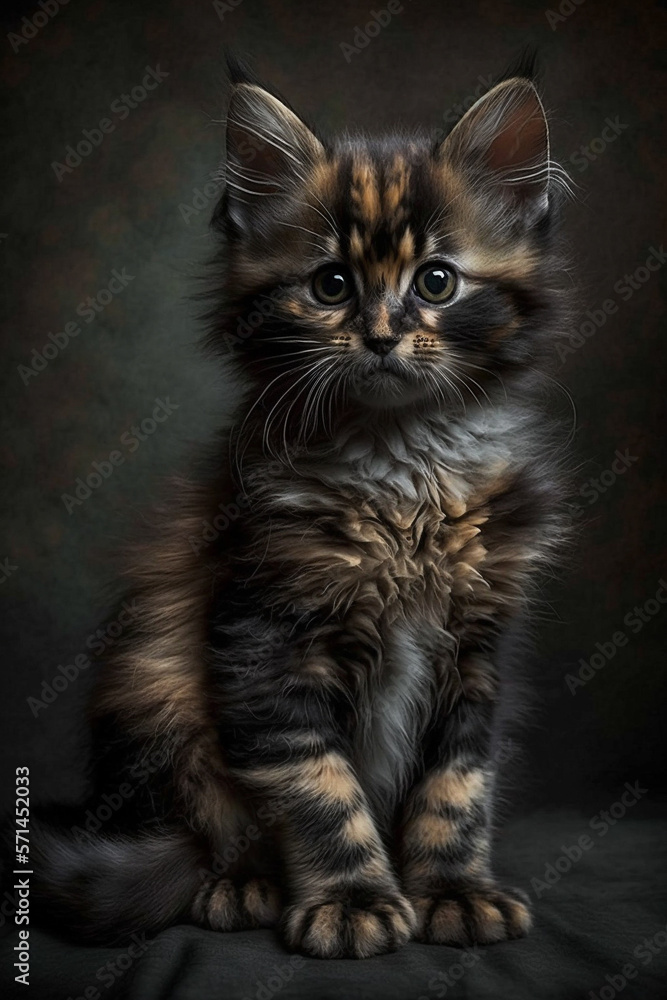 Photo portrait of a Tortoiseshell Kitten Photo portrait of a Tortoiseshell Kitten