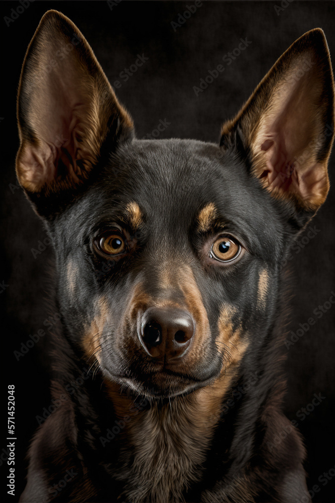 Photo portrait of a Kelpie dog Photo portrait of a Kelpie dog