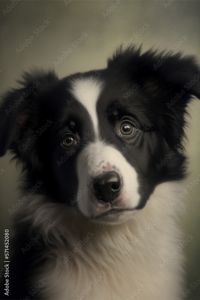 Photo portrait of a Border Collie Puppy in studio