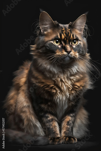 Photo portrait of a Tortoiseshell Cat in studio