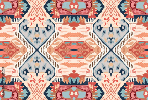 Canvas-taulu Seamless pattern of african american tribal or indian ethnic fabric pattern
