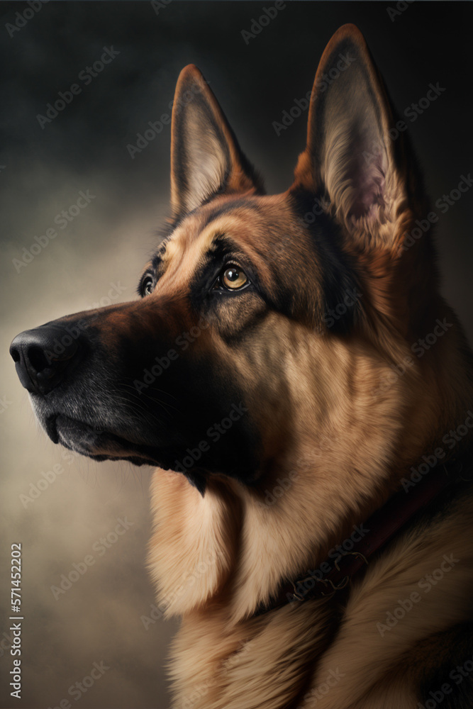 Portrait photo of a German Shepherd