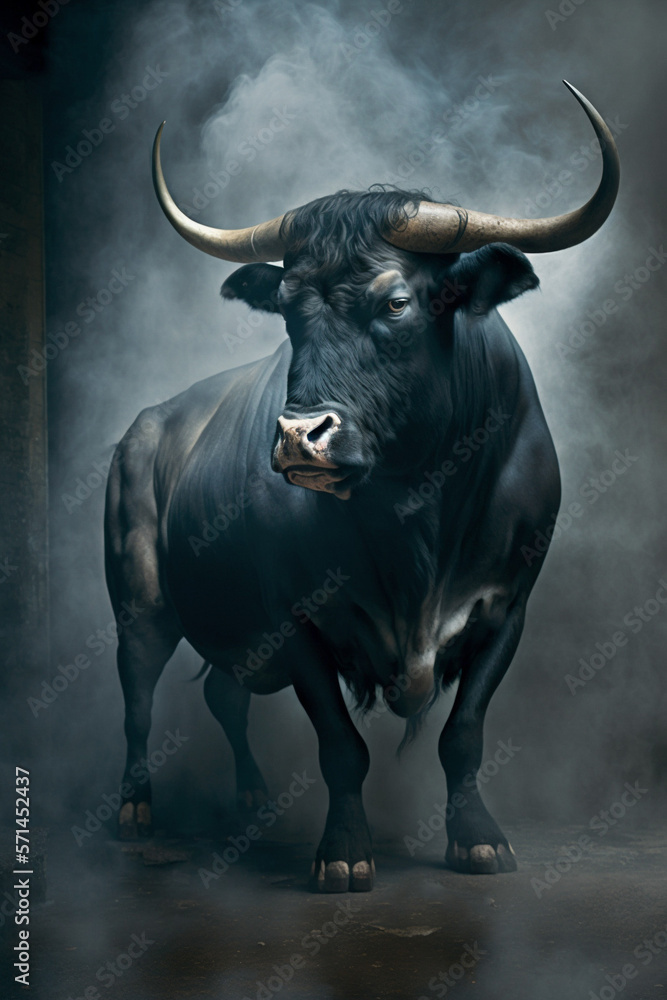 Atmospheric Studio Portrait of a Bull