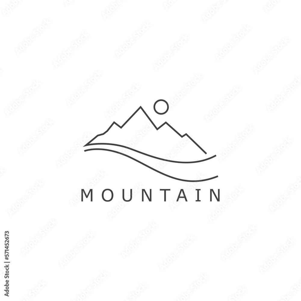 simple landscape line drawing of a mountain logo Stock Vector | Adobe Stock