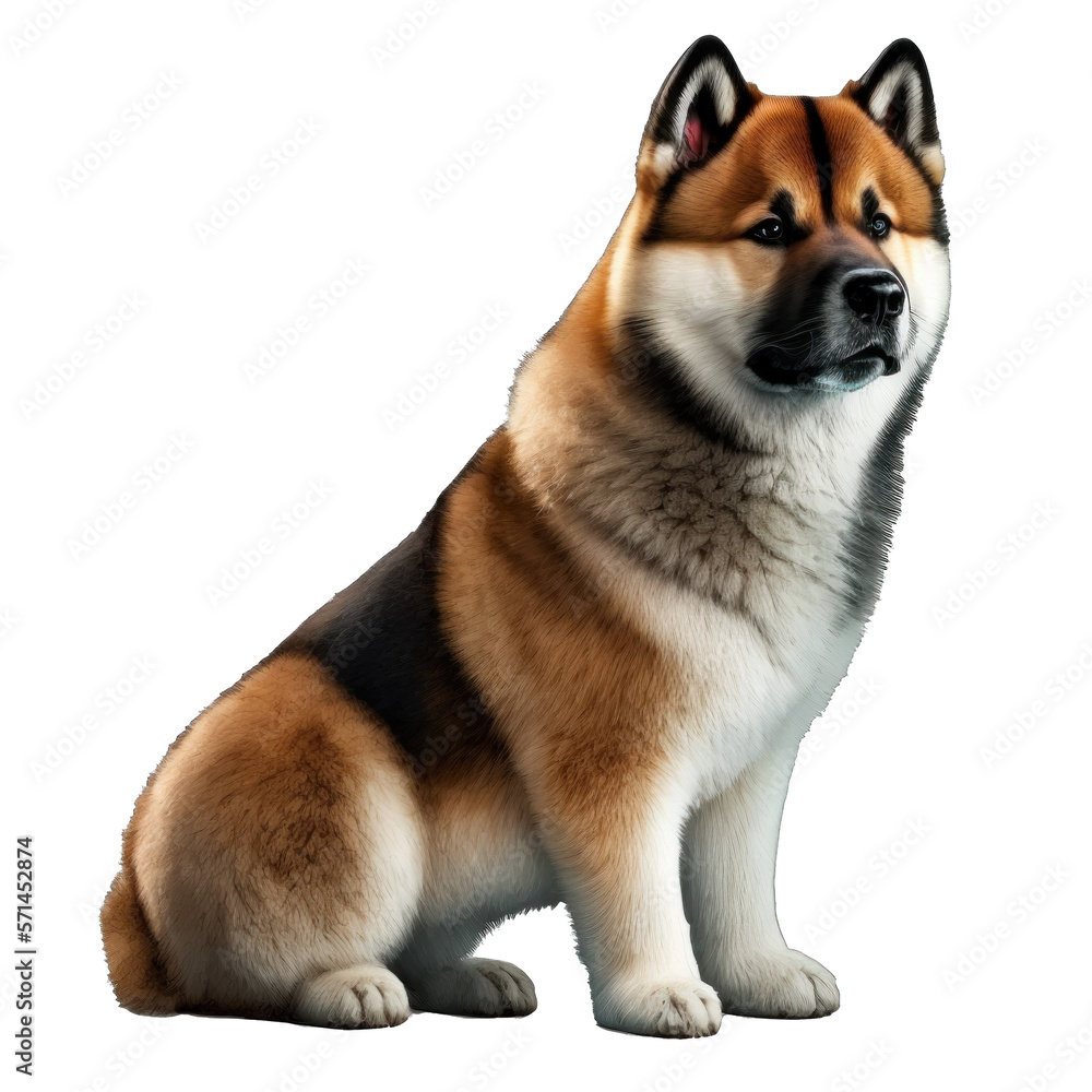 Animal Akita dog Design Elements Isolated Transparent Background: Graphic Masterpiece, Clear Alpha Channel for Overlays Web Design, Digital Art, PNG Image Format (generative AI