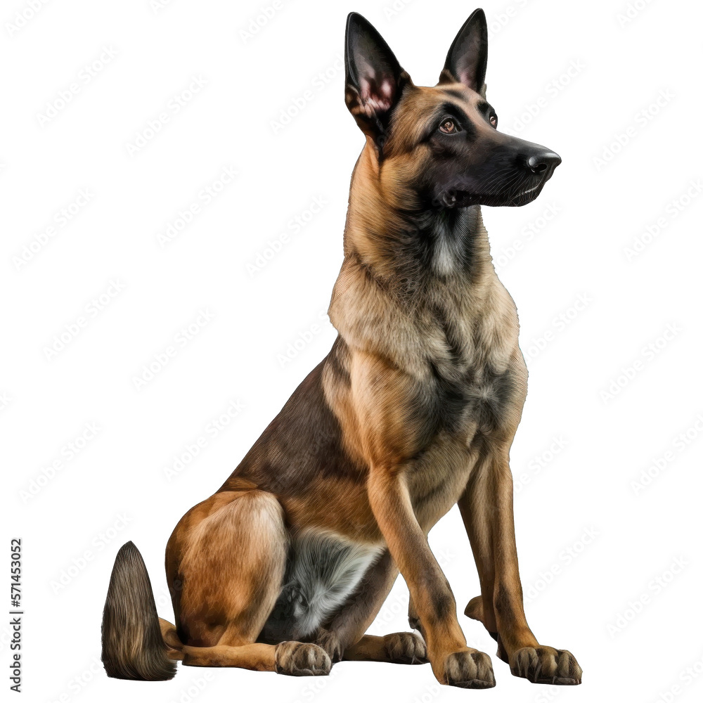 Animal Belgian Malinois dog Design Elements Isolated Transparent Background: Graphic Masterpiece, Clear Alpha Channel for Overlays Web Design, Digital Art, PNG Image Format (generative AI