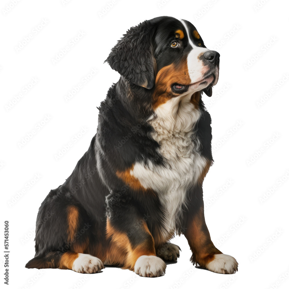 Animal Bernese Mountain Dog dog Design Elements Isolated Transparent Background: Graphic Masterpiece, Clear Alpha Channel for Overlays Web Design, Digital Art, PNG Image Format (generative AI