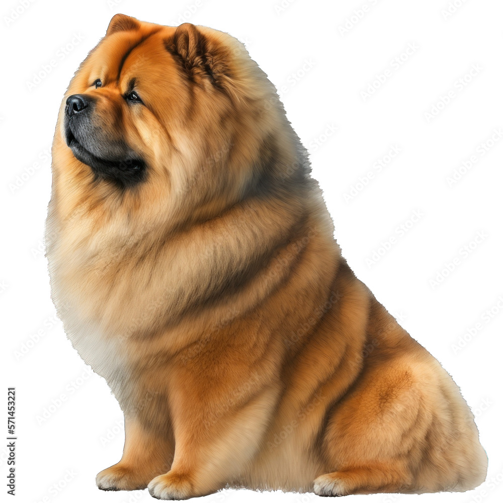 Animal Chow Chow dog Design Elements Isolated Transparent Background: Graphic Masterpiece, Clear Alpha Channel for Overlays Web Design, Digital Art, PNG Image Format (generative AI