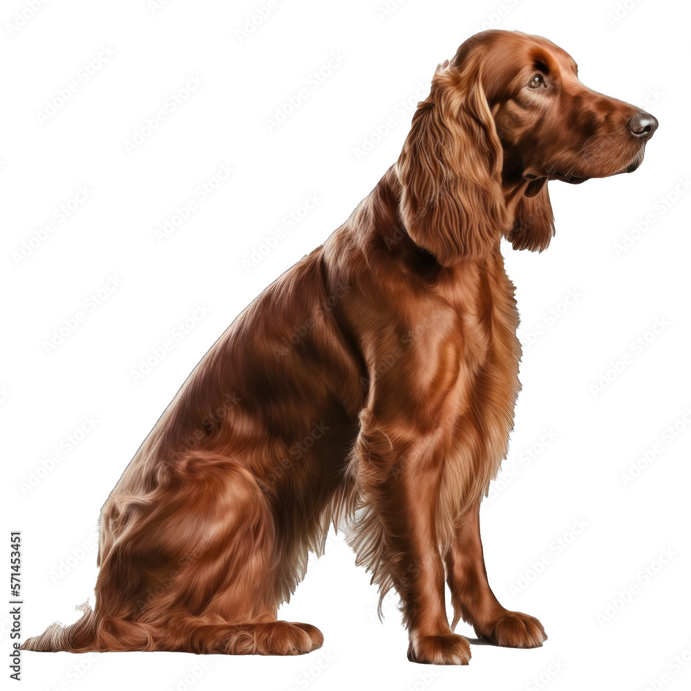 Animal Irish Setter dog Design Elements Isolated Transparent Background: Graphic Masterpiece, Clear Alpha Channel for Overlays Web Design, Digital Art, PNG Image Format (generative AI