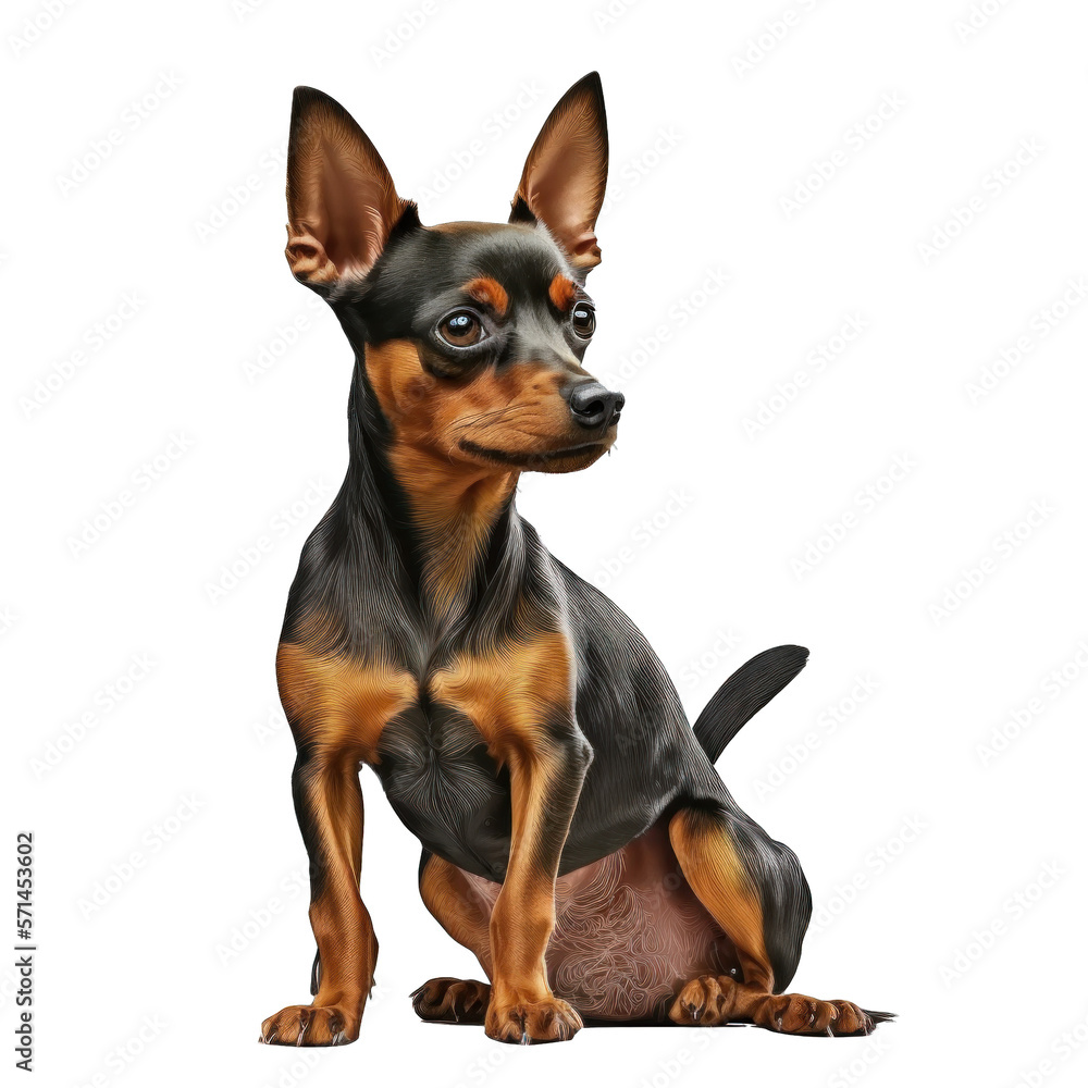 Animal Miniature Pinscher dog Design Elements Isolated Transparent Background: Graphic Masterpiece, Clear Alpha Channel for Overlays Web Design, Digital Art, PNG Image Format (generative AI