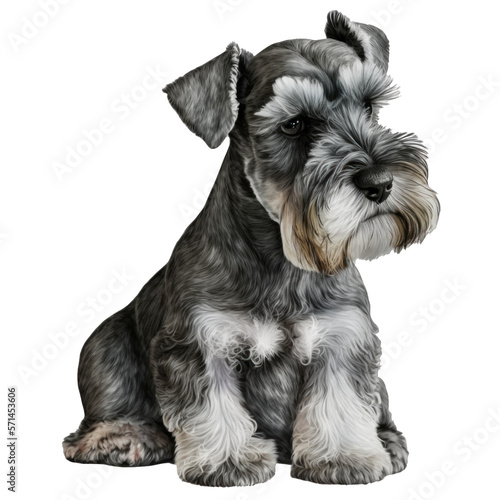 Animal Miniature Schnauzer dog Design Elements Isolated Transparent Background: Graphic Masterpiece, Clear Alpha Channel for Overlays Web Design, Digital Art, PNG Image Format (generative AI