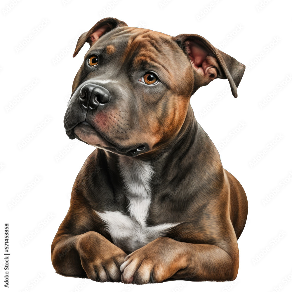 Animal Staffordshire Bull Terrier dog Design Elements Isolated Transparent Background: Graphic Masterpiece, Clear Alpha Channel for Overlays Web Design, Digital Art, PNG Image Format (generative AI