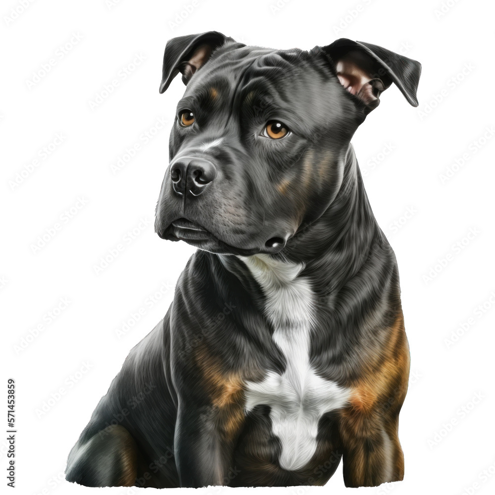 Animal Staffordshire Bull Terrier dog Design Elements Isolated Transparent Background: Graphic Masterpiece, Clear Alpha Channel for Overlays Web Design, Digital Art, PNG Image Format (generative AI