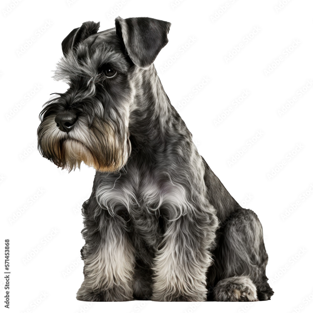 Animal Standard Schnauzer dog Design Elements Isolated Transparent Background: Graphic Masterpiece, Clear Alpha Channel for Overlays Web Design, Digital Art, PNG Image Format (generative AI