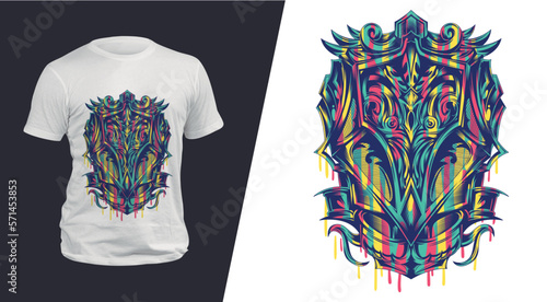 Wonderful vector t-shirt design with a colorful ornamnet. Sport uniform, t-shirt activewear template, colorful. T-shirt print or tattoo with a colorful ornamnet.