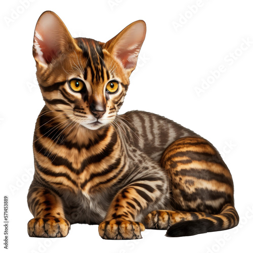 Animal Toyger cat Design Elements Isolated Transparent Background: Graphic Masterpiece, Clear Alpha Channel for Overlays Web Design, Digital Art, PNG Image Format (generative AI