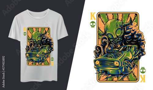 Awesome vector t-shirt design with a king of kings. Sport uniform, t-shirt activewear template, colorful. T-shirt print or tattoo with a king of kings.