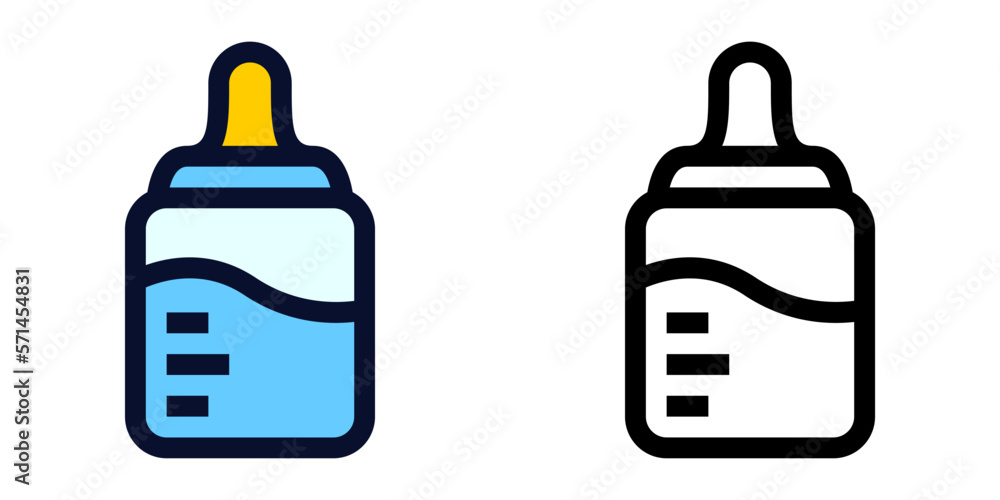 Baby Bottle. Color and Line Icons	