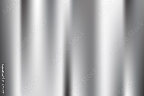 Silver foil background. Metal gradient vector shiny pattern. Chrome stainless gradation surface with reflection. Glossy grey brushed material.