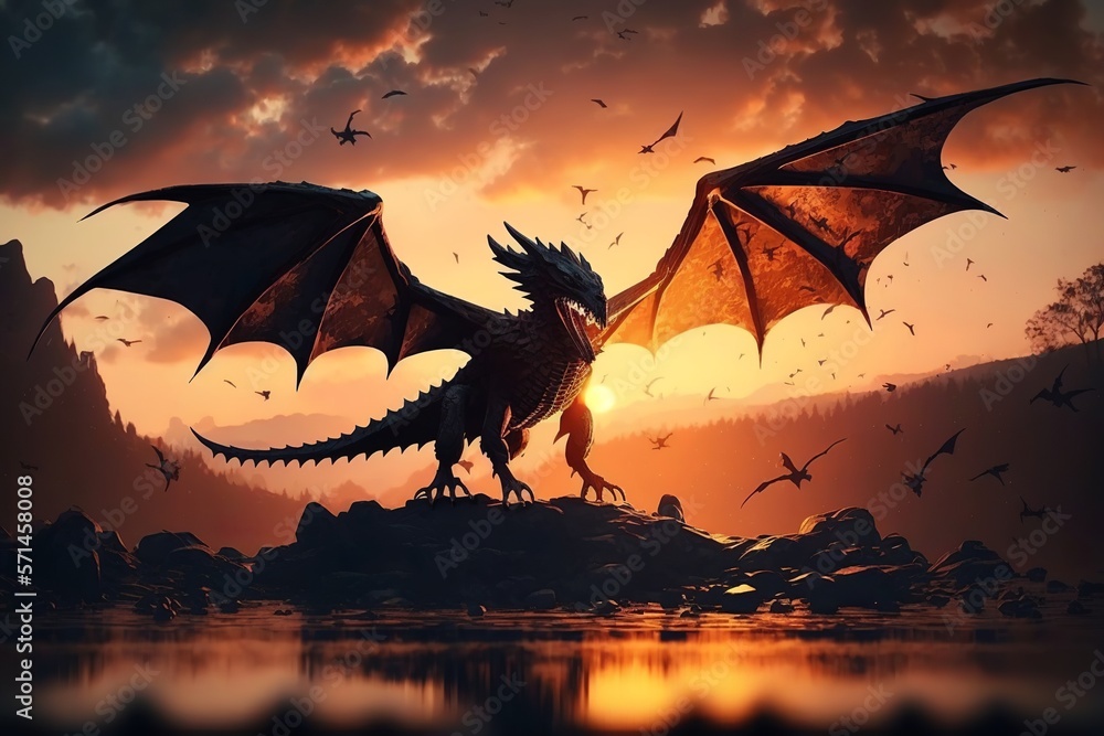 Fantasy dragon Stock Illustration | Adobe Stock