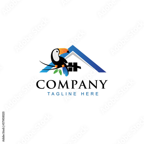 Roofing Toucan Logo Graphic Vector