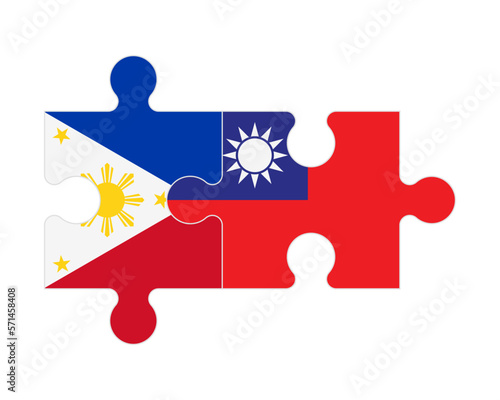 Puzzle of flags of Philippines and Taiwan, vector photo