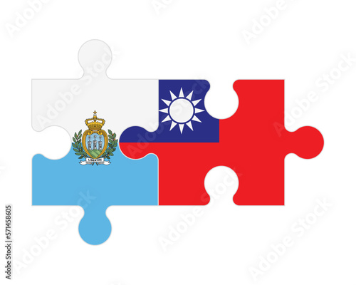 Puzzle of flags of San Marino and Taiwan, vector photo