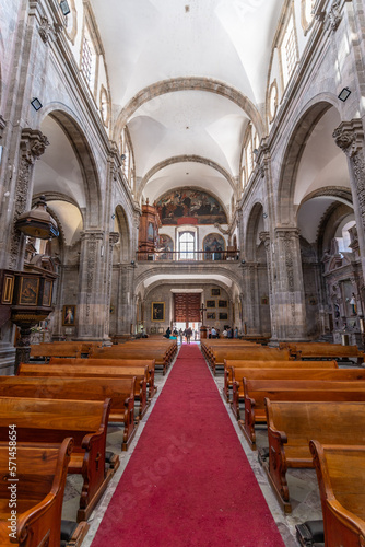 Beautiful interior of Templo de la Compania de Jesus Oratorio de San Felipe Neri in Guanajuato city. 