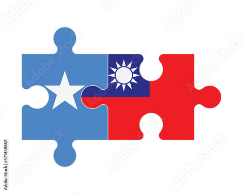 Puzzle of flags of Somalia and Taiwan, vector photo