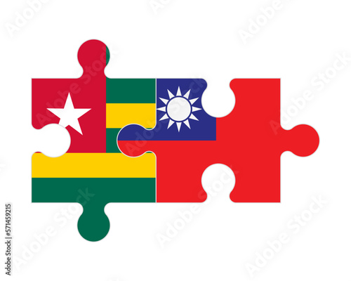 Puzzle of flags of Togo and Taiwan, vector