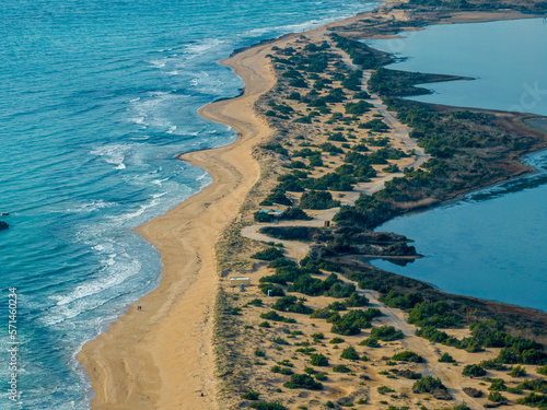 Aerial drone photo of Chalikounas Beach and Lake Korission  on Corfu Island in Greece photo