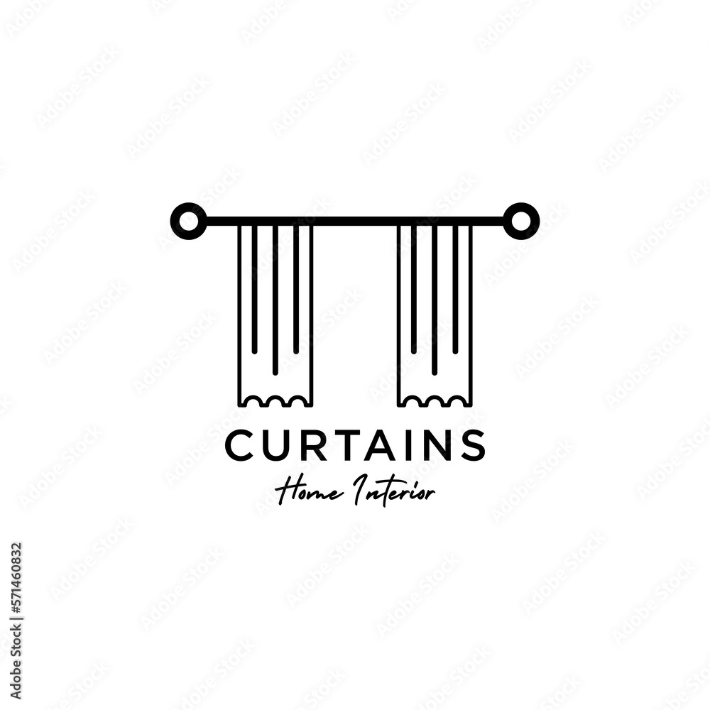 line art curtains logo simple vector illustration design line art curtains logo simple vector illustration design