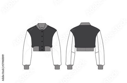 Black and White Cropped varsity jacket