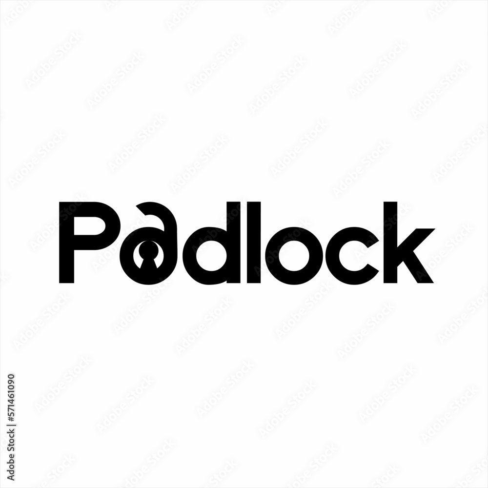 Padlock word design with padlock symbol on letter A. Padlock word design with padlock symbol on letter A.