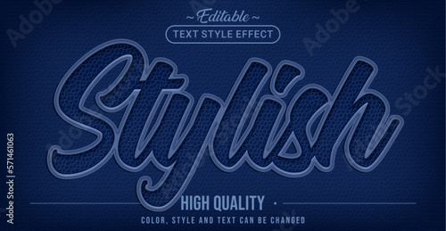 Editable text style effect - Stylish Navy Blue Leather text style theme.