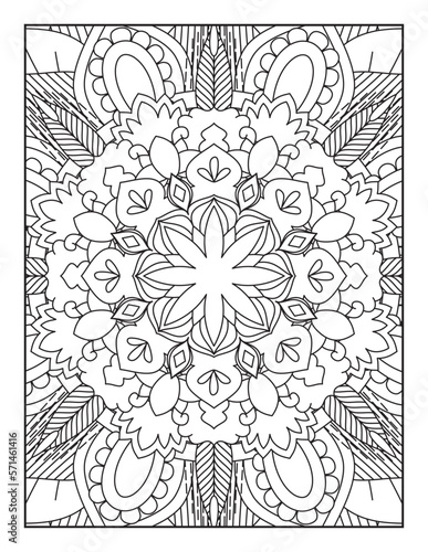 Black and white pattern.Pattern for coloring book. Flower Mandala Coloring Page.Coloring Page For Adult.Mandala Coloring Page. Coloring Page. Mandala. Mehndi design.Mandala coloring page KDP interior.