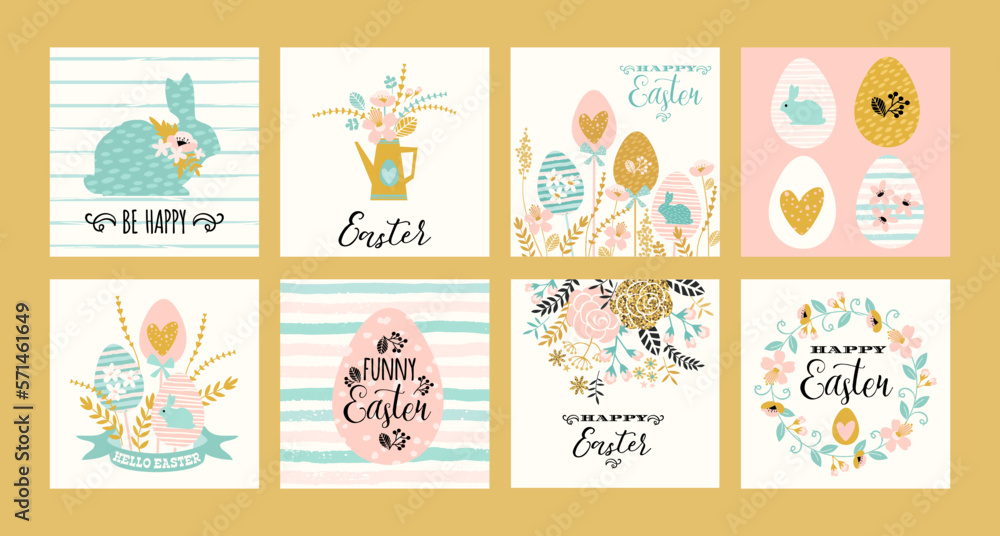 Happy Easter. Vector templates with lettering design and hand draw texture. Design for card, poster, flyer and other Happy Easter. Vector templates with lettering design and hand draw texture. Design for card, poster, flyer and other