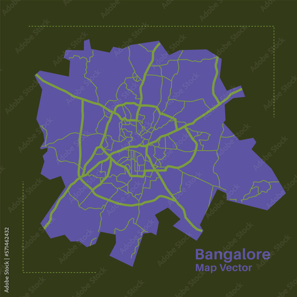 Detailed vector Bangalore map, Bangalore city map, Bangalore map. Detailed map of Bengaluru city