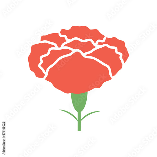 カーネーションの頭部分のイラスト。母の日の花飾り、ベクター素材、単品イラスト。 - Illustration of carnation head. Mother's day flower decoration, vector material, single illustration.