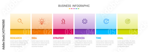 Infographic design with icons and 6 options or steps. Thin line. Infographics business concept. Can be used for info graphics, flow charts, presentations, mobile web sites, printed materials.