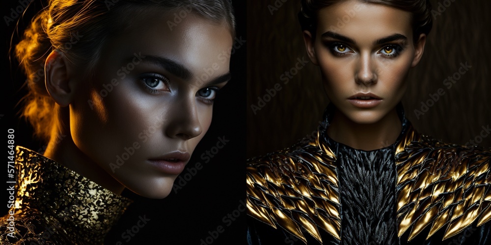 Fototapeta premium Junge hübsche Frau posiert als Model für Porträt Aufnahmen im Studio, ai generativ