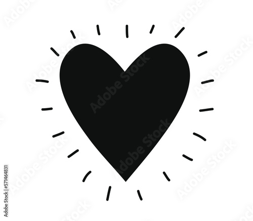 Cute heart doodle art vector illustration isolated on white background. Hand drawn heart.