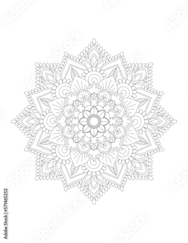 Coloring book page. Hand drawn vector illustration. Flower Mandala. Mandala pattern black and white good mood. Mandala. Round Ornament Pattern. Vector for coloring page for adults.