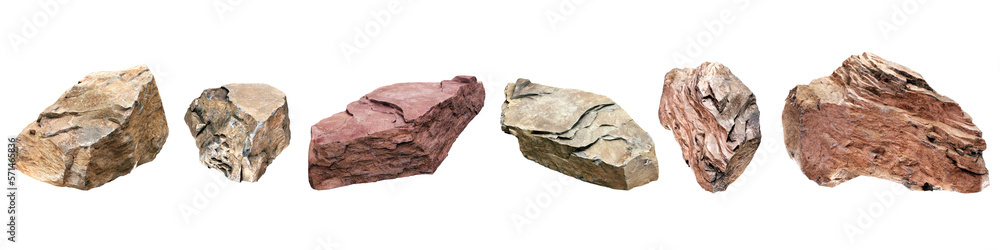 rock isolated on white PNG file 3D rendering.