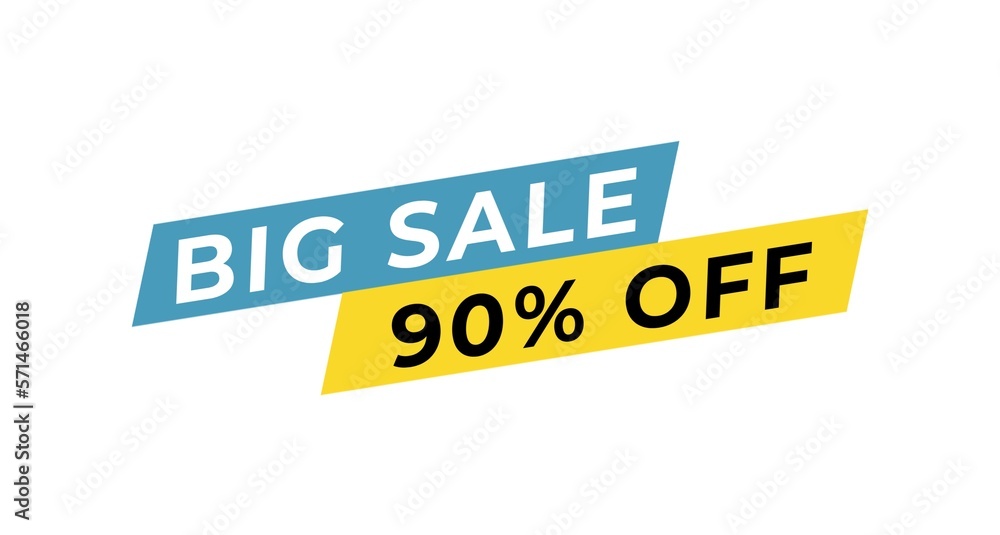 Banner sale discount up to 90 percent off isolated on white background. Suitable for marketing, promotion, business, announcements and advertising.