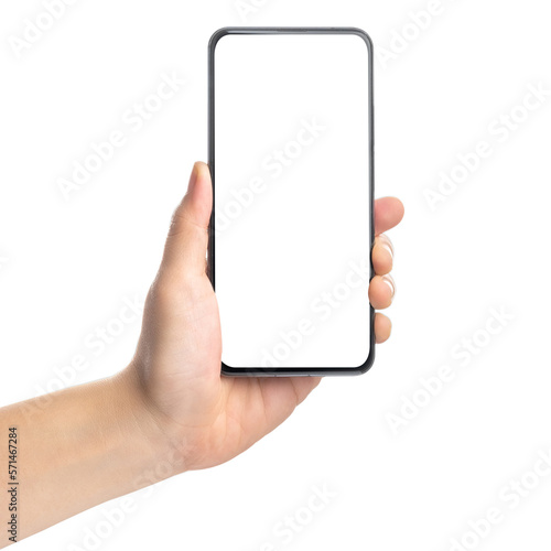 Quadro su tela Hand holding smartphone with blank screen,mockup with copy space for advertising
