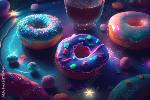 Donut Donuts Doughnut Doughnuts Glazed Frosted Sprinkles Jelly Filled Colorful Delicious Party Lights Dessert Celebration Background Image