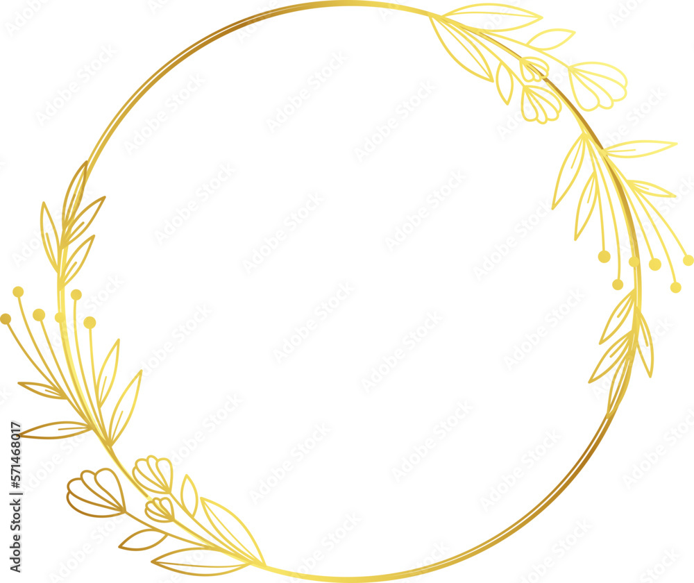 Luxury gold leaf frame border floral ornament for background, wedding invitation, thank you card, logo, greeting card