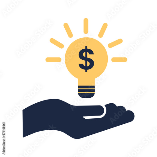 isolate hand holding light bulb idea icon symbol