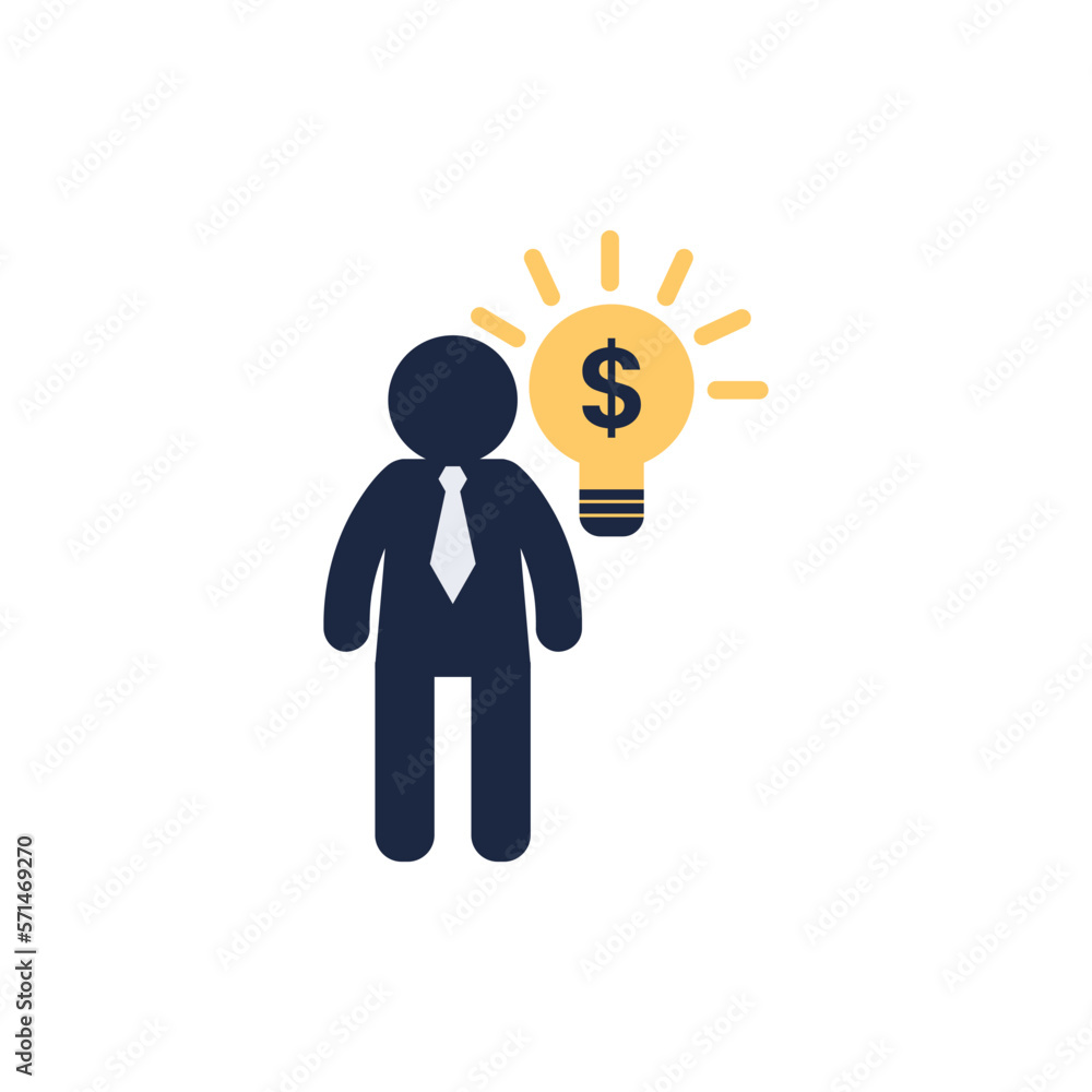 isolate man with light bulb idea icon symbol isolate man with light bulb idea icon symbol
